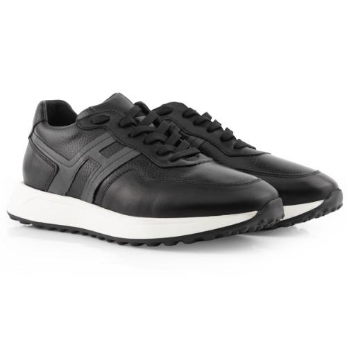 MegaElite Urban - Siyah Dokulu Deri ve Beyaz Tabanlı Sneaker