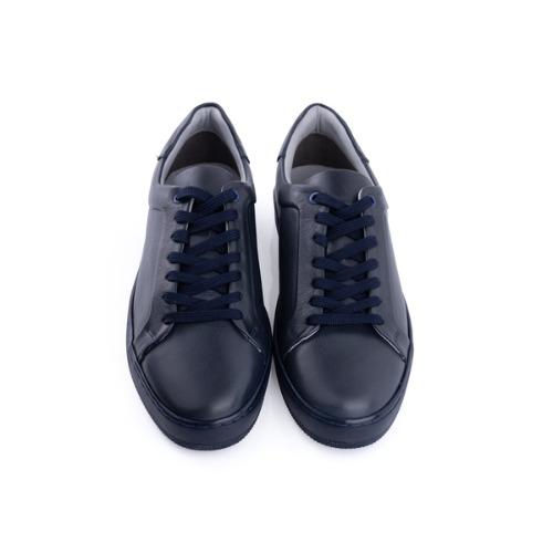 MegaPrime Navy - Tam Lacivert Monokrom Deri Sneaker