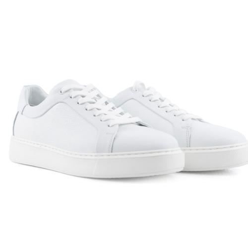 MegaPure White - Beyaz Dokulu Deri Minimalist Sneaker